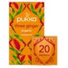 Pukka Three Ginger, Organic Herbal Tea with Galangal & Turmeric, 20 Sachets 36g