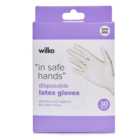 Wilko Natural Rubber Latex Disposable Gloves 30 pack