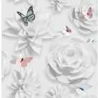 Superfresco Easy White Origami Florals Decorative Wallpaper - 10m