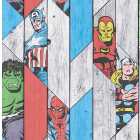 Marvel Superheroes Grey Wood Panel Effect Decorative Wallpaper - 10m