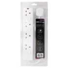 Daewoo 4-Way 1.9m Switched Extension Lead - White
