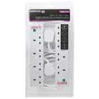 Daewoo 4-Way 2m Extension Lead with Surge Protection 2 Pack - White