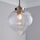 Rio Voyager 1 Light Pendant Ribbed Glass Ceiling Fitting