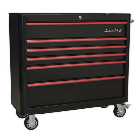 Sealey AP41206BR Rollcab 6 Drawer Wide Retro Style (Black and Red)