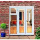 uPVC French Doors Outwards Opening with 600mm Side Sash Panel