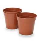 Terracotta Plastic Round Grow pot (Dia)15cm, Pack of 3