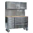 Sealey AP5510SS Mobile 10 Drawer Stainless Steel Cabinet with Backboard