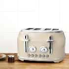 Retro Cream 4 Slice Toaster