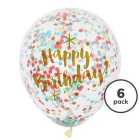 Unique Party 12" Glitzy Birthday Balloons with Confetti 6 per pack