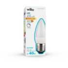 Wilko 1 pack Screw E27/ES LED 470 Lumens Dimmable Candle Light Bulb