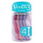 Venus 3 Multicoloured Disposable Razors 4 Pack