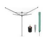 Brabantia Lift-O-Matic 50m 4-Arm Rotary Airer with Ground Spike, Cover and Peg Bag