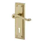 Colours Louga Polished Brass effect Zamak Scroll Lock Door handle (L)92mm