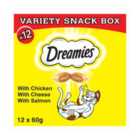 Dreamies Variety Snack Box Cat Treats with Chicken, Cheese & Salmon 12 x 60g