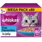 Whiskas 1+ Adult Wet Cat Food Pouches Fish Favourites in Jelly 80 x 85g