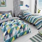 Geo Green Duvet Cover and Pillowcase Twin Pack Set