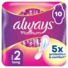 Always Platinum Long Plus (Size 2) Sanitary Towels Wings 10 pads 10 per pack