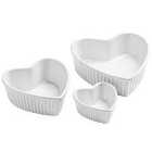Amour Set of 3 Heart Shape Stoneware Dishes - White
