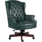 Teknik Chairman Leather Faced Swivel Chair - Green