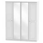 Ready Assembled Montego 4-Door Mirrored Wardrobe - White