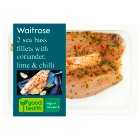 Waitrose 2 Sea Bass Fillets with Coriander, Lime & Chilli, 200g