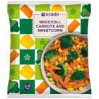 Ocado Frozen 4 Steam Bags Broccoli, Carrots & Sweetcorn 640g