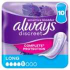 Always Discreet Incontinence Pads+ Long for Sensitive Bladder 10 pack 10 per pack