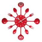 Cutlery Metal Wall Clock - Red