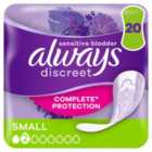 Always Discreet Incontinence Pads Small for Sensitive Bladder 20 pack 20 per pack