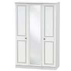 Ready Assembled Otega 3-Door Mirrored Wardrobe -White