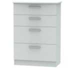 Ready Assembled Fourisse 4-Drawer Deep Chest of Drawers - Grey