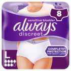 Always Discreet Underwear Incontinence Pants Plus Large 8 pack 8 per pack