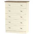Ready Assembled Wilcox 5-Drawer Chest of Drawers - Cream Ash