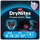 Huggies Drynites Pyjama Pants Teen Blue 8-15Yr 9 per pack