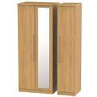 Ready Assembled Edina Tall 3-Door Mirrored Wardrobe - Modern Oak