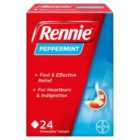 Rennie Peppermint Heartburn & Indigestion Chewable Tablets 24 per pack
