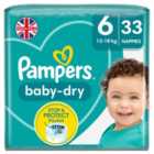 Pampers Baby-Dry Size 6, 33 Nappies, 13kg-18kg, Essential Pack 33 per pack