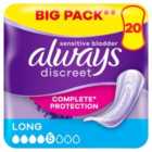Always Discreet Incontinence Pads+ Long For Sensitive Bladder 20 pack 20 per pack