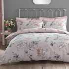 Heavenly Hummingbird Grey & Blush Duvet Cover and Pillowcase Set