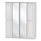 Ready Assembled Berryfield 4-Door Wardrobe with 2 Mirrors - White