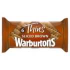 Warburtons Soft Brown Sliced Sandwich Thins 6 per pack