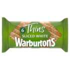 Warburtons Soft White Sliced Sandwich Thins 6 per pack