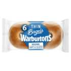 Warburtons Thin Plain Bagels 6 per pack
