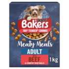 Bakers Meaty Meals Adult Dry Dog Food Beef 1kg