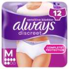 Always Discreet Underwear Incontinence Pants Normal Medium 12 pack 12 per pack