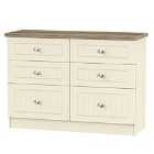 Ready Assembled Wilcox 6-Drawer Midi Chest of Drawers - Cream Ash
