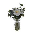 Artificial Roses White in Glass Vase 44cm