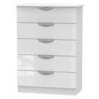 Ready Assembled Indices 5-Drawer Chest of Drawers - White