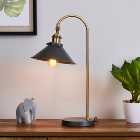 Logan Antique Brass Grey Industrial Table Lamp
