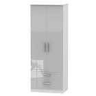 Ready Assembled Goodland Tall 2-Door Wardrobe with Drawers - Grey